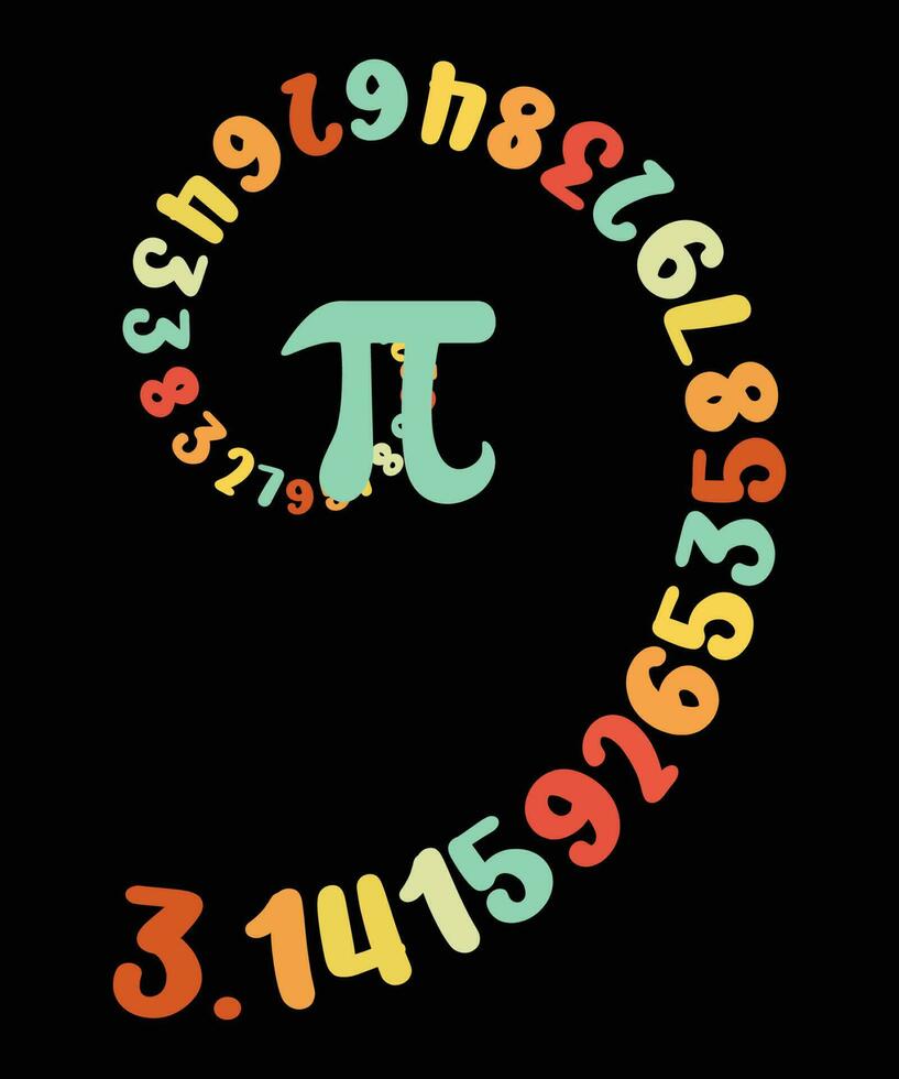 Funny Pi Day Clothing Spiral Pi Math Tee for Pi Day 3.1415 typography design vector