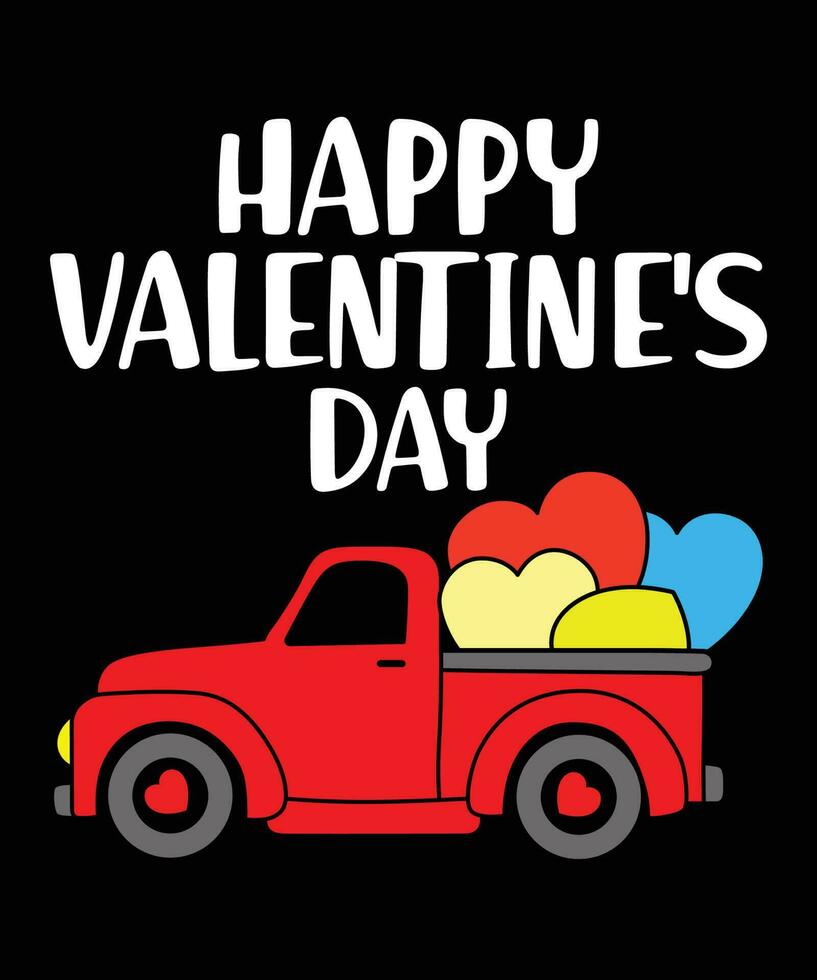 Happy valentine's day shirt print template valentine classic car with heart shape vector