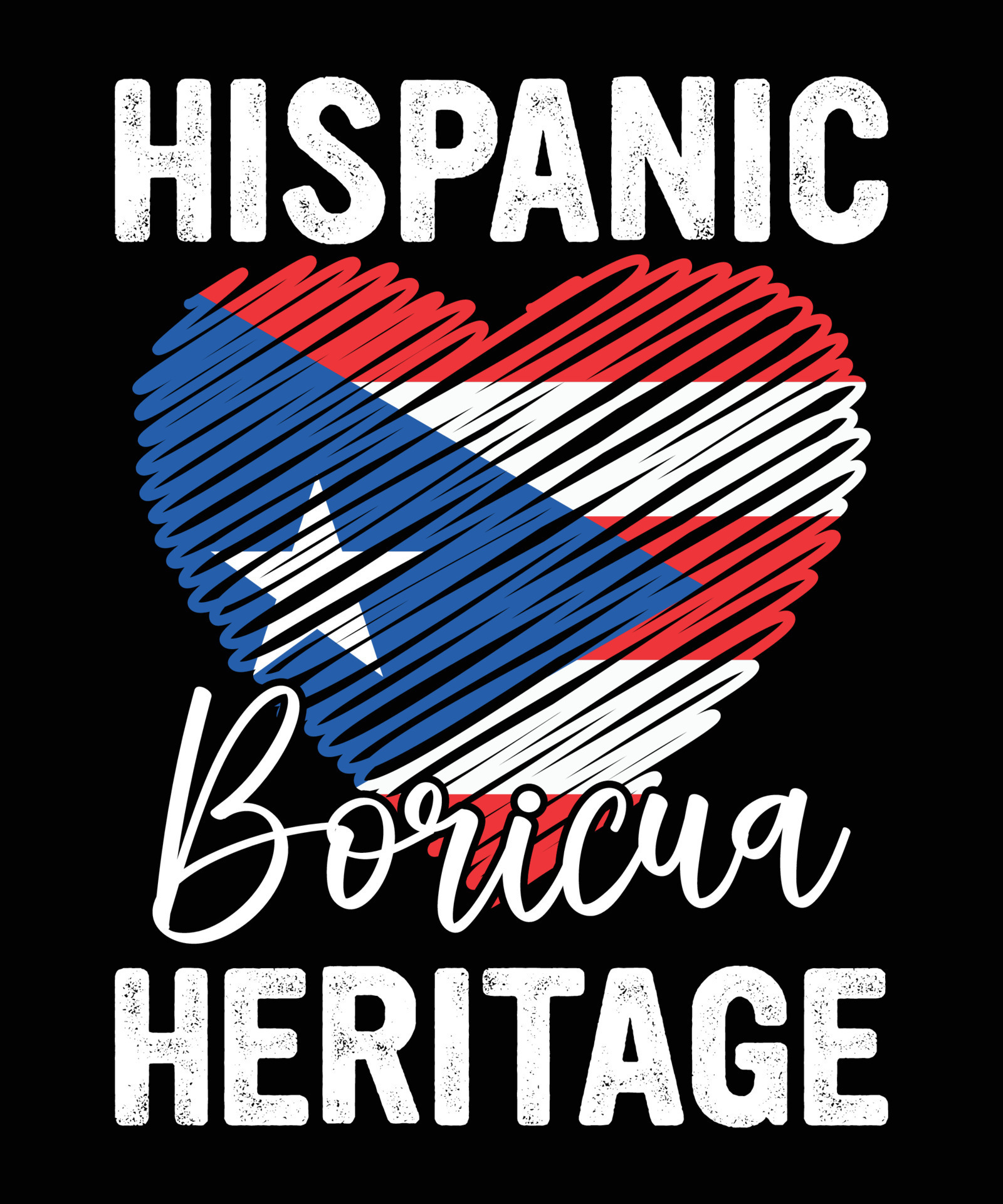 Puerto Rican Hispanic Heritage Boricua Puerto Rico Heart Shirt Print Template 24114088 Vector