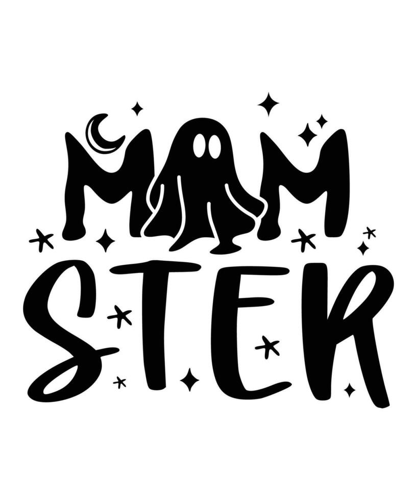 Mom ster Halloween momster funny messy bun ghost boo witch vector shirt print template, Mother's day design