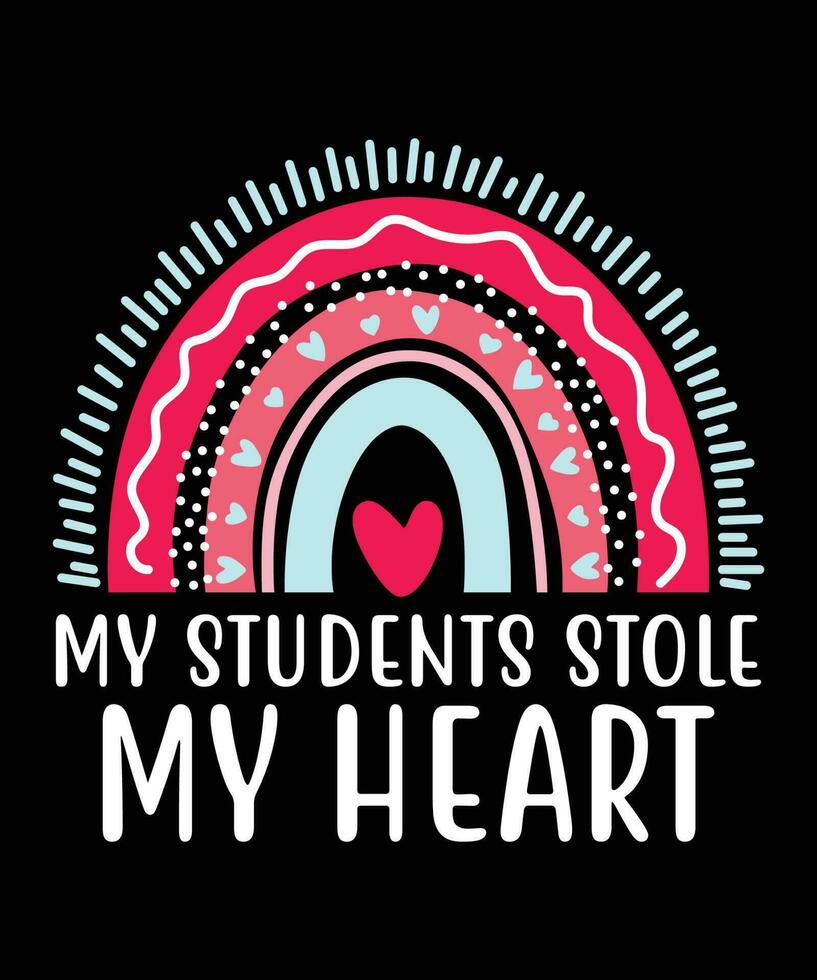 mi estudiantes estola mi corazón, contento enamorado camisa impresión plantilla, color arco iris vector Arte tipografía diseño, taza camisa diseño, corazón forma y punto