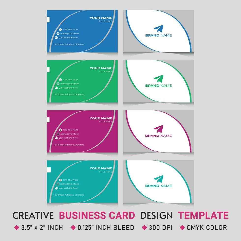 Corporate Business Card Template Design With 4 Color Variations Vol-04 vector