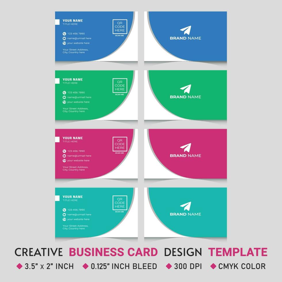 Corporate Business Card Template Design With 4 Color Variations Vol-01 vector