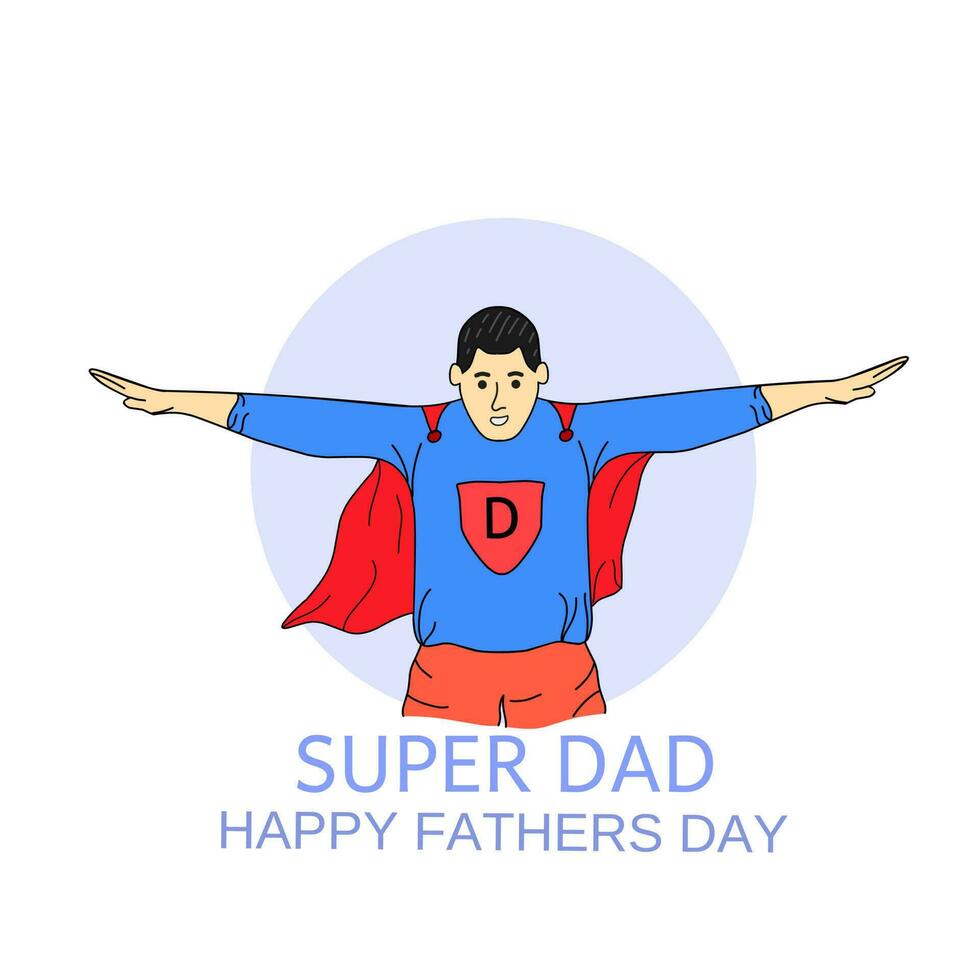 Illustration vector graphic of design cartoon super dad perfect for happy father day concept