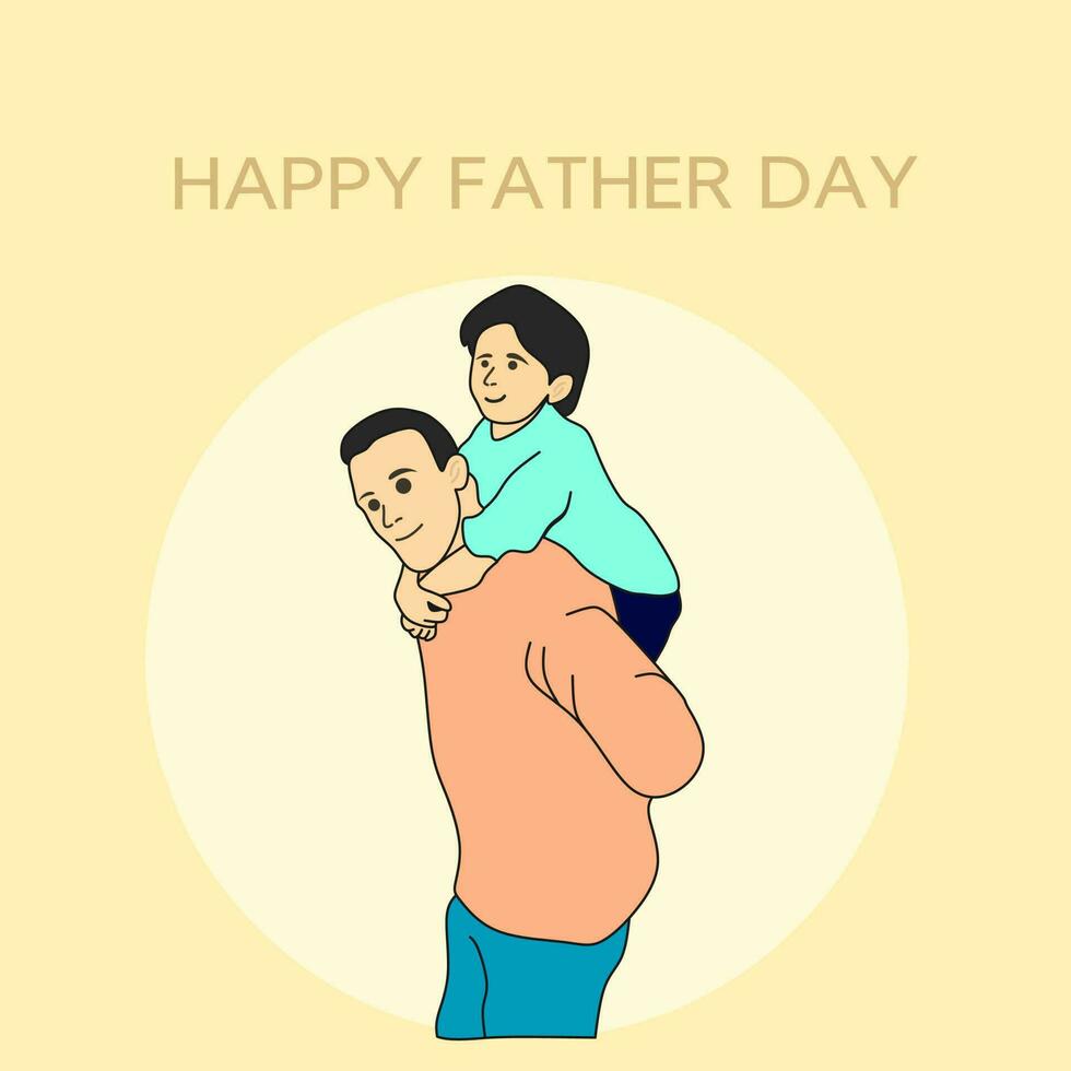 graphic vector illustration of design of a father holding his son suitable for happy fathers day concept