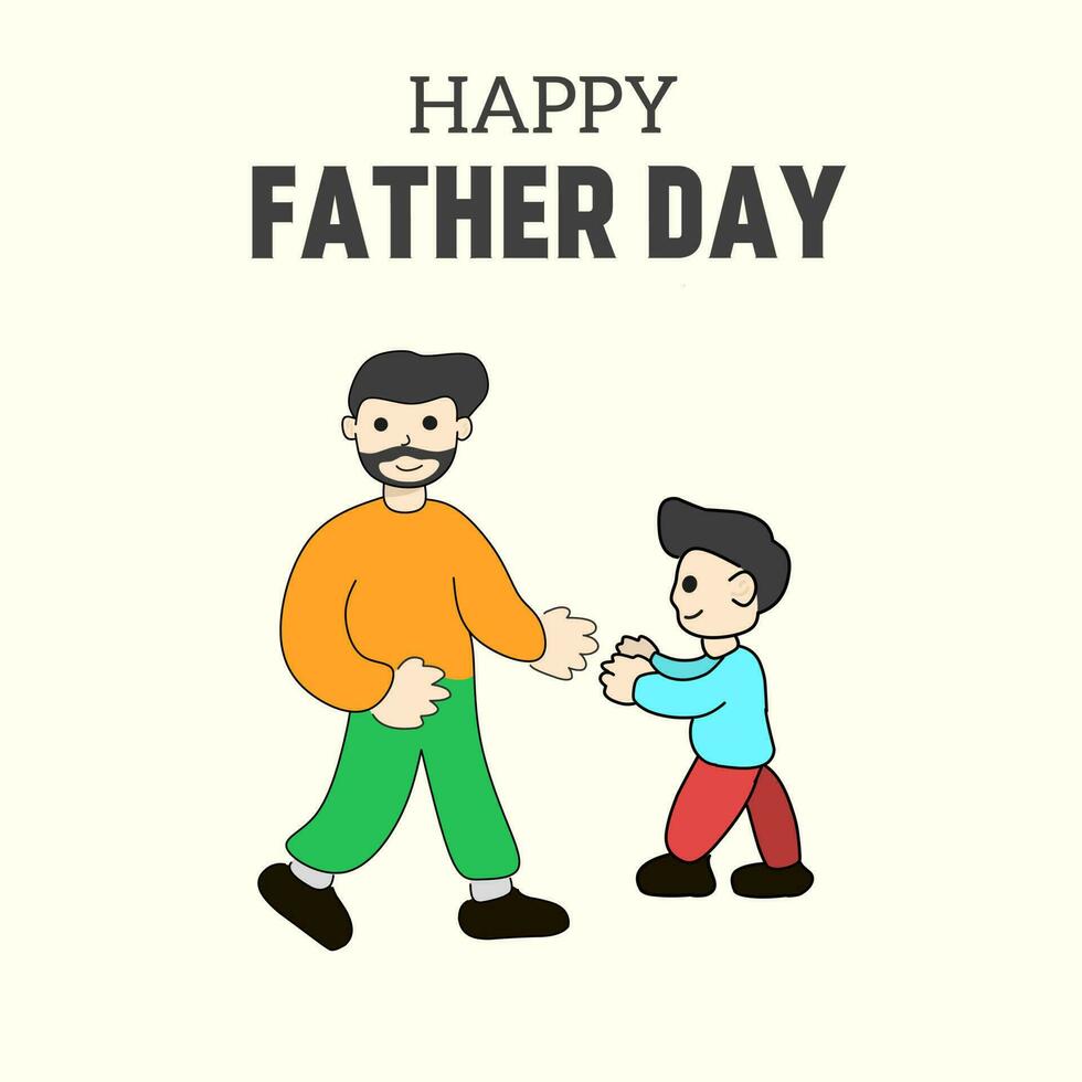 illustration vector graphic of flat design cartoon father and son for father's day greeting