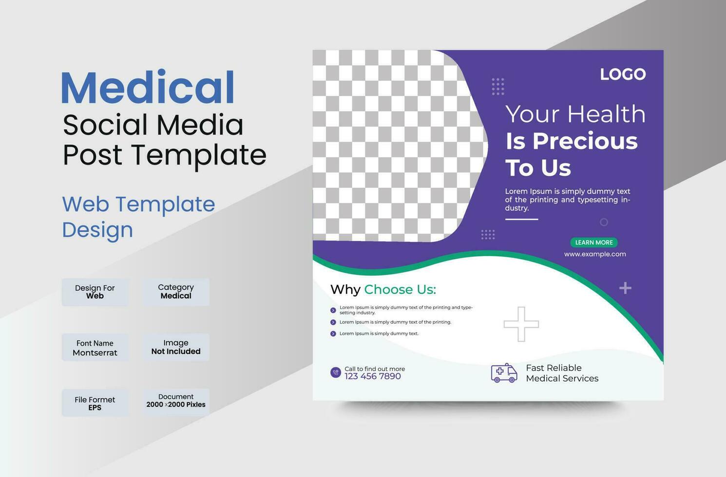 Health care and Medical Social Media Template vector