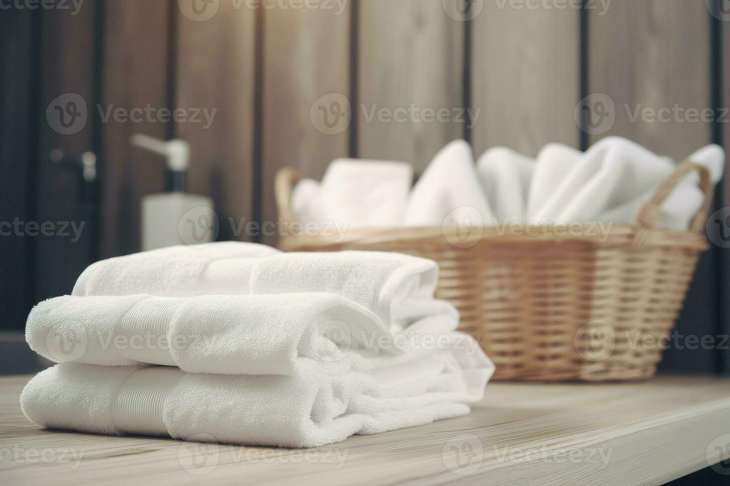 White clean towels hotel. Generate Ai photo