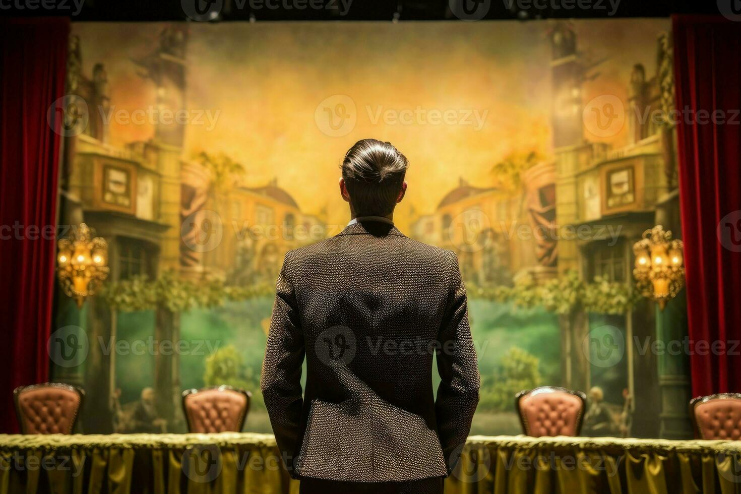 Actor man theater stage. Generate Ai photo