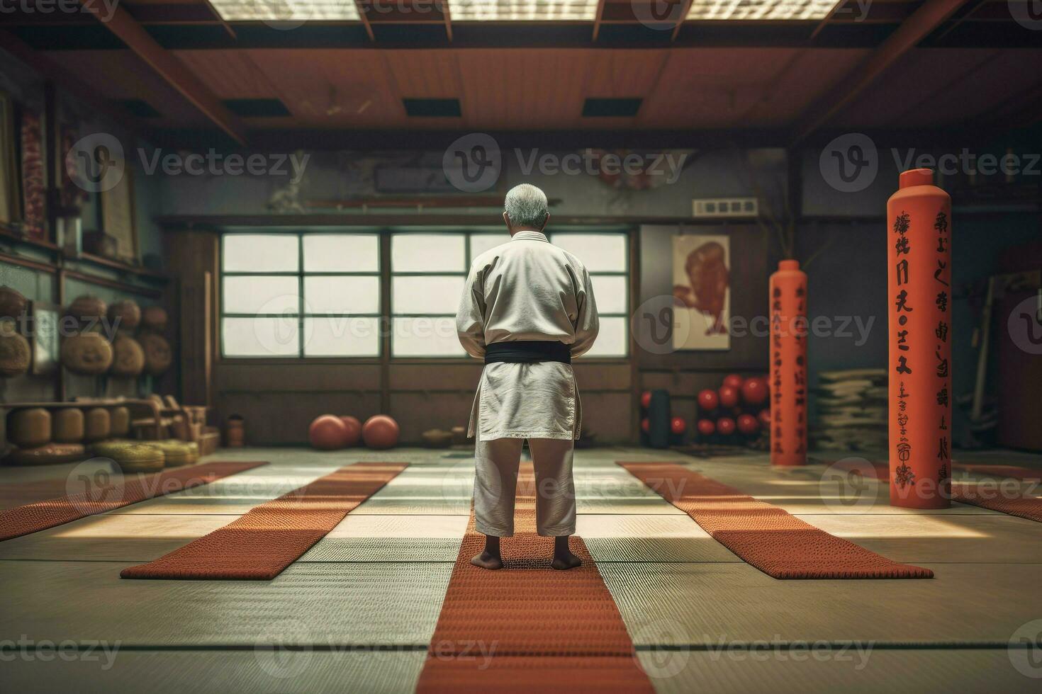 Karateka senior man gym. Generate Ai photo