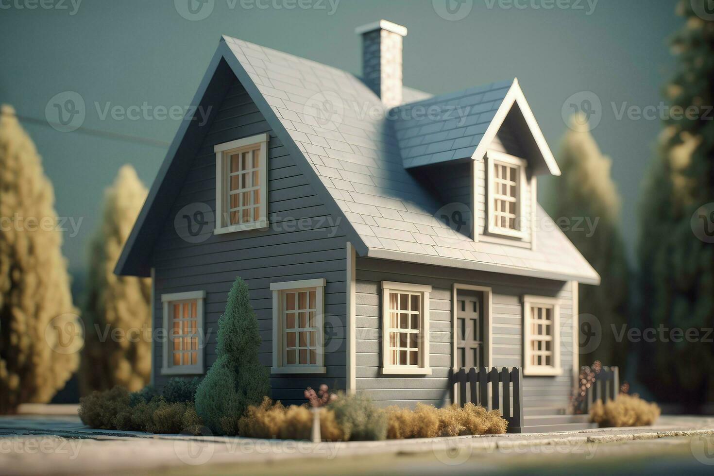 Gray house isometric. Generate Ai photo