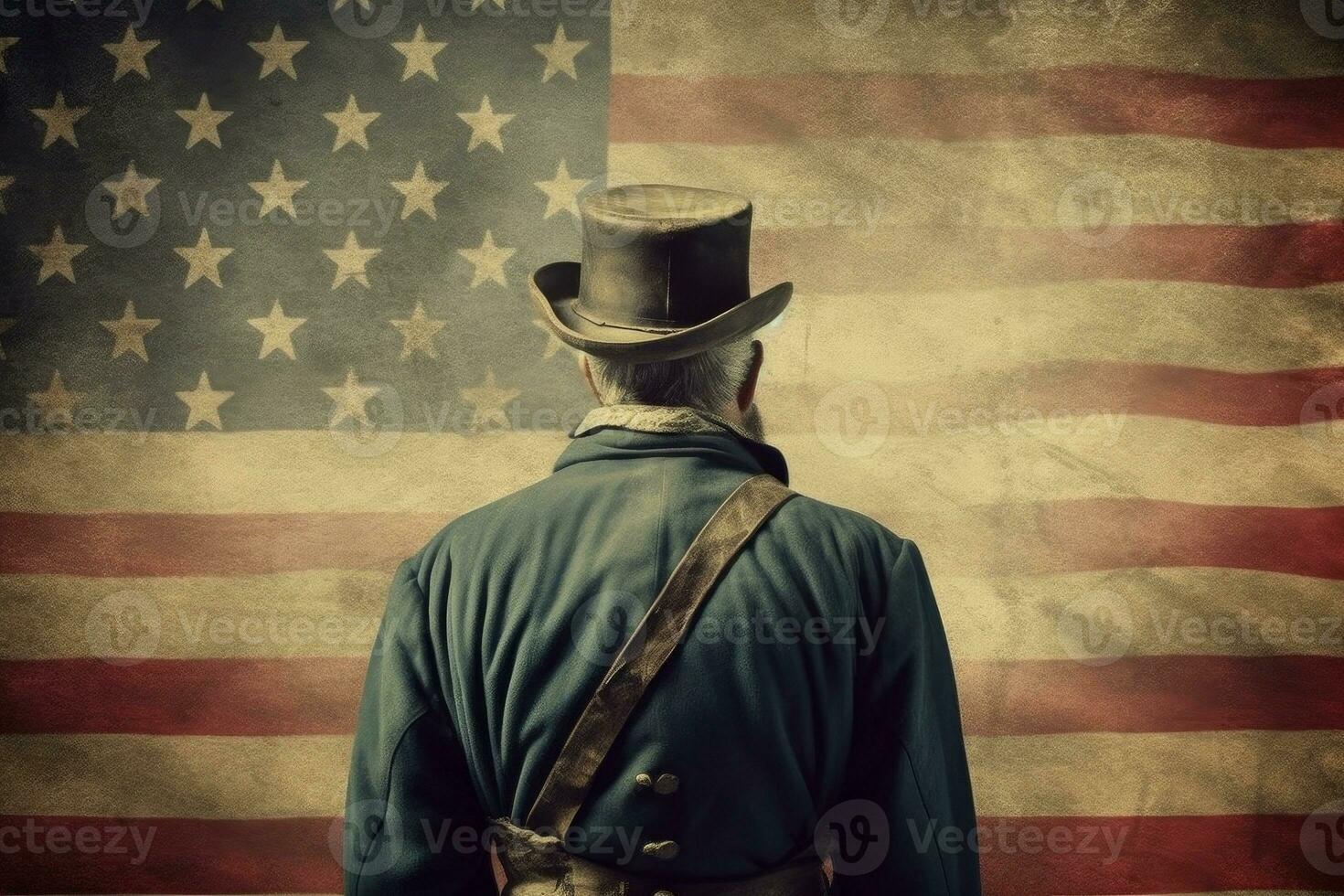 American military top hat flag usa. Generate Ai photo