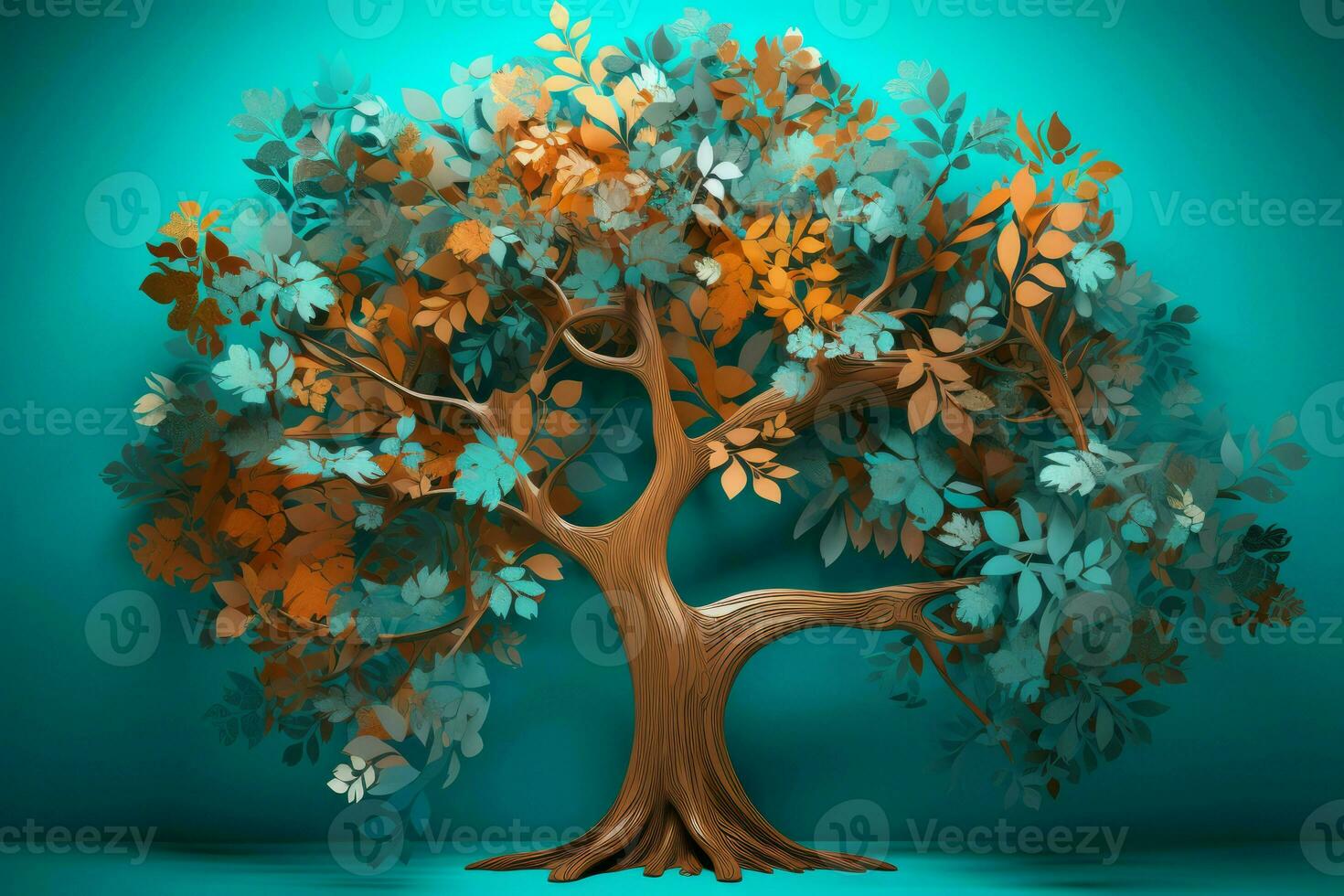 Mural tree paint. Generate Ai photo