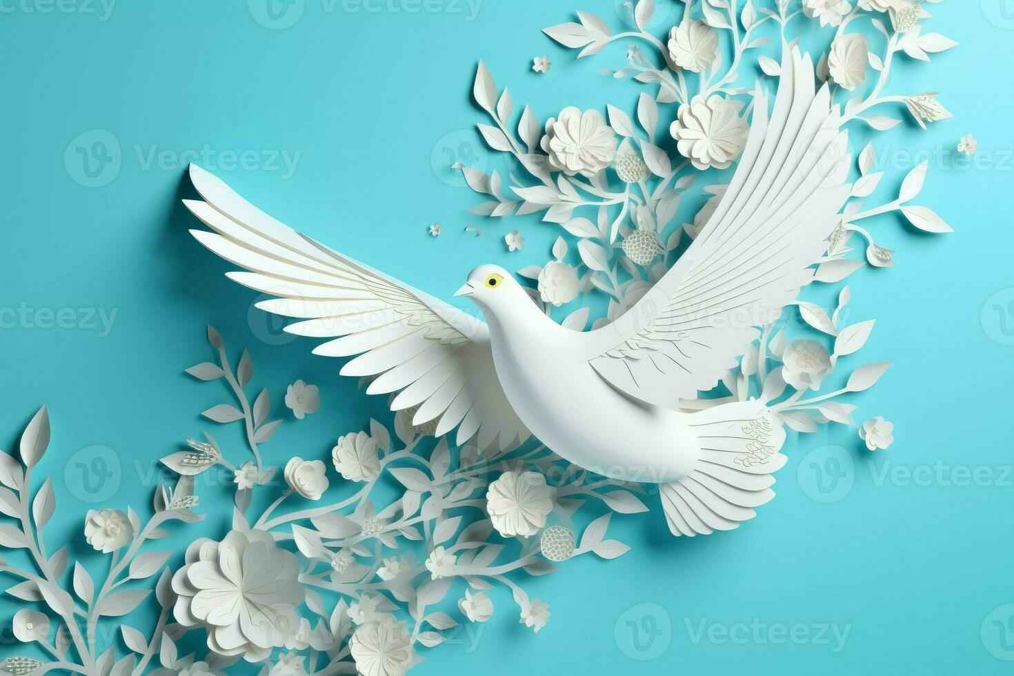 Paper cut pigeon. Generate Ai photo