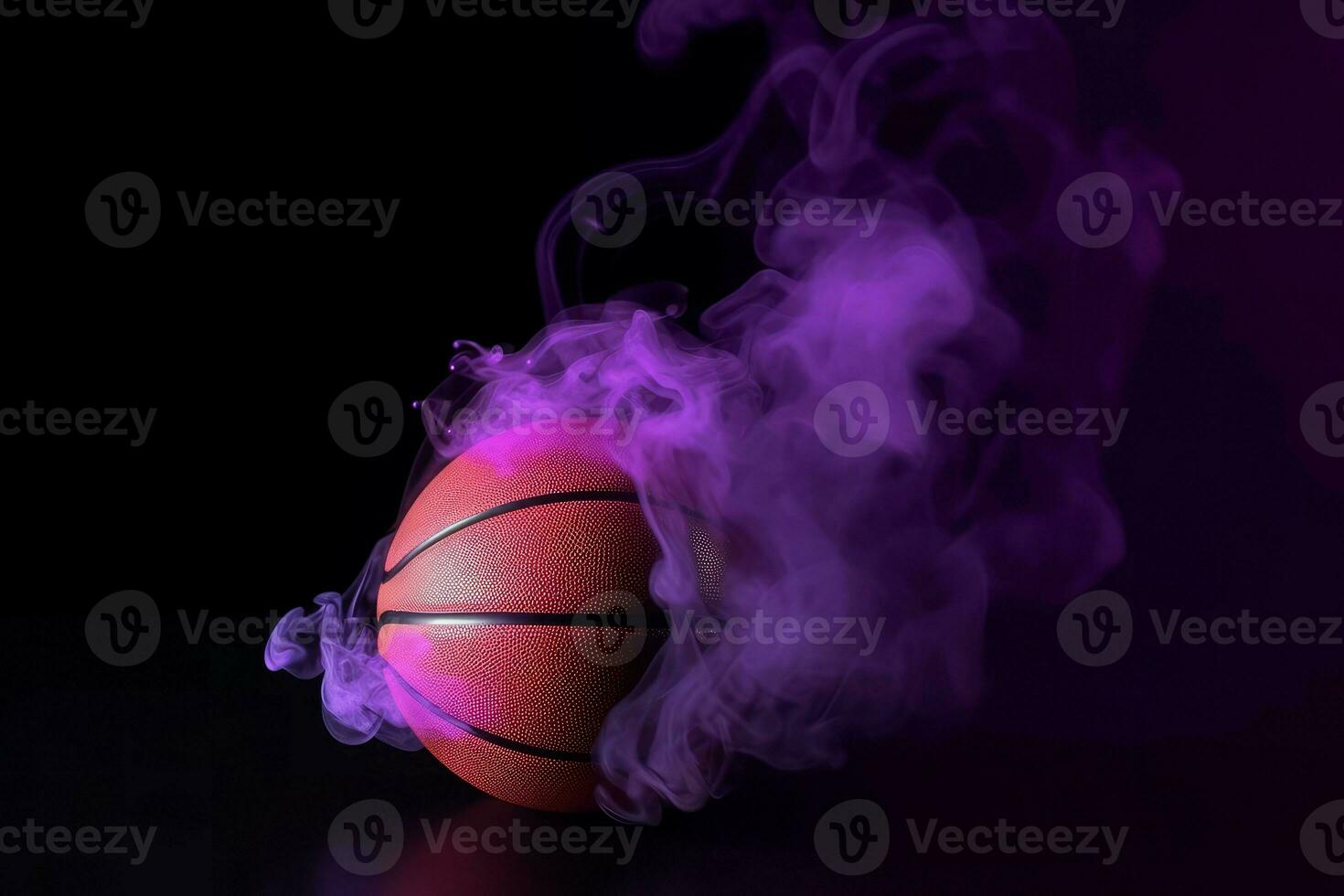 Basketball ball neon fog. Generate Ai photo