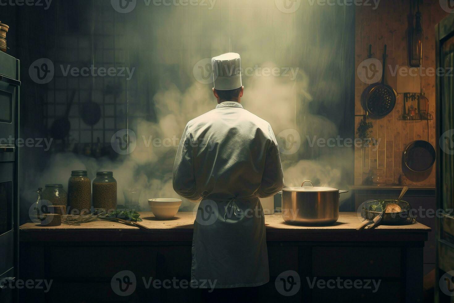 Cook man person kitchen. Generate Ai photo