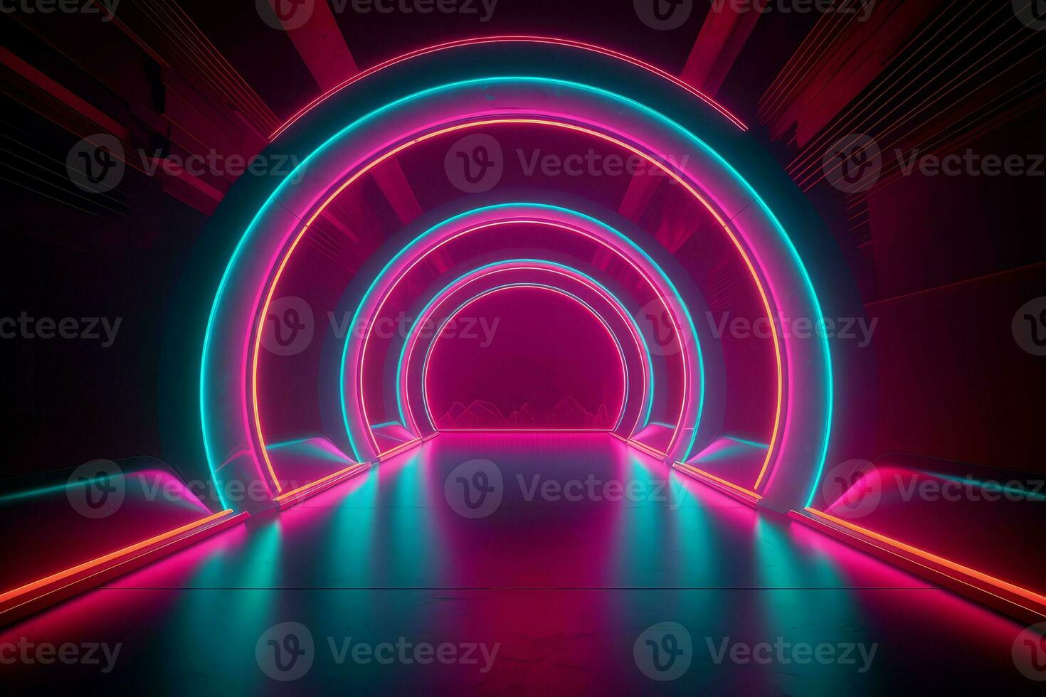 Retrowave neon tube. Generate Ai photo