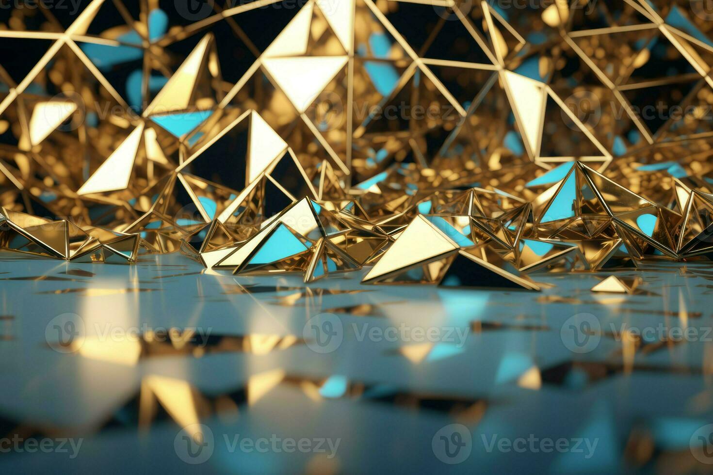 Abstract golden triangles. Generate Ai photo