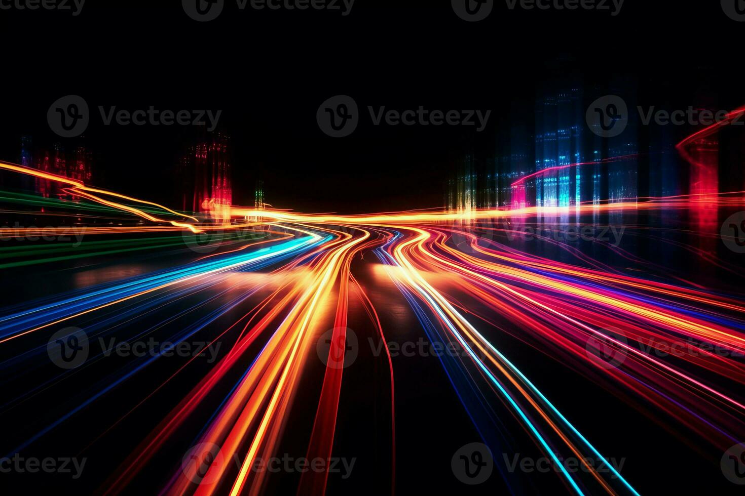 Abstract lines glowing colorful. Generate Ai photo