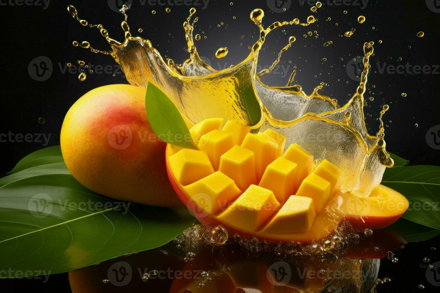 Mango slices fruit. Generate Ai photo