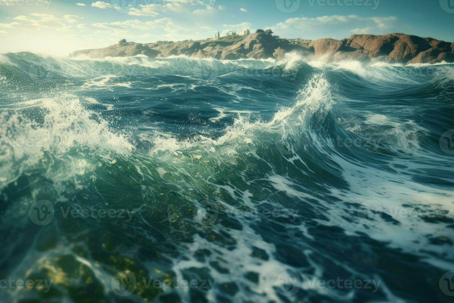 Nature ocean. Generate Ai photo