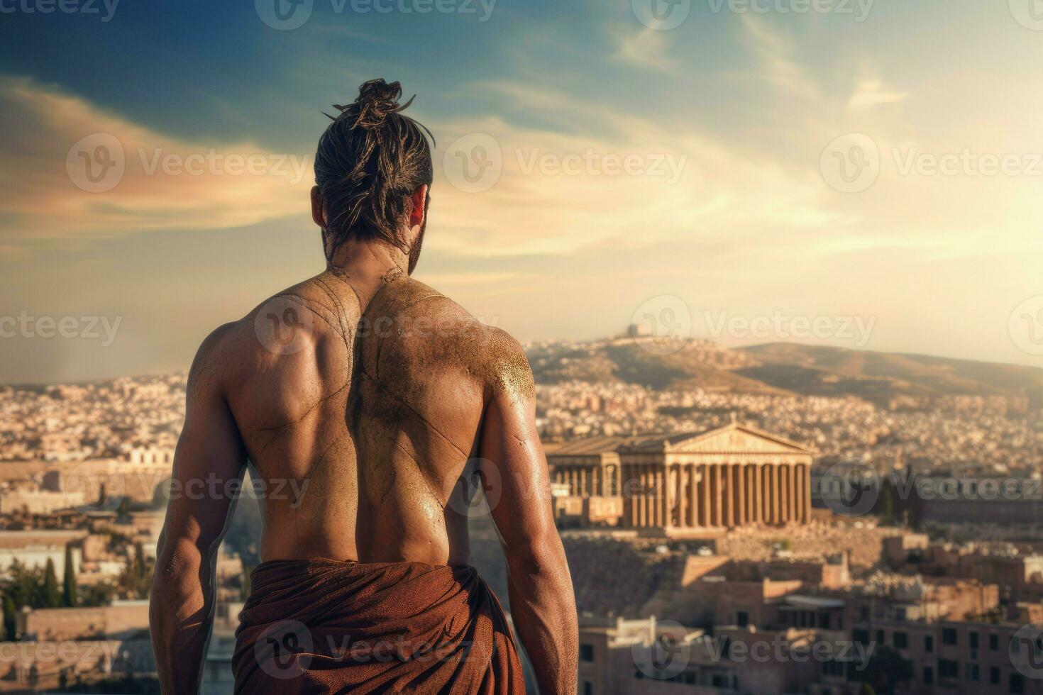 Person ancient greek city. Generate Ai photo