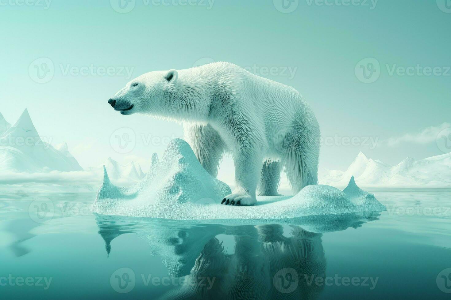 Polar bear ice swim. Generate Ai photo