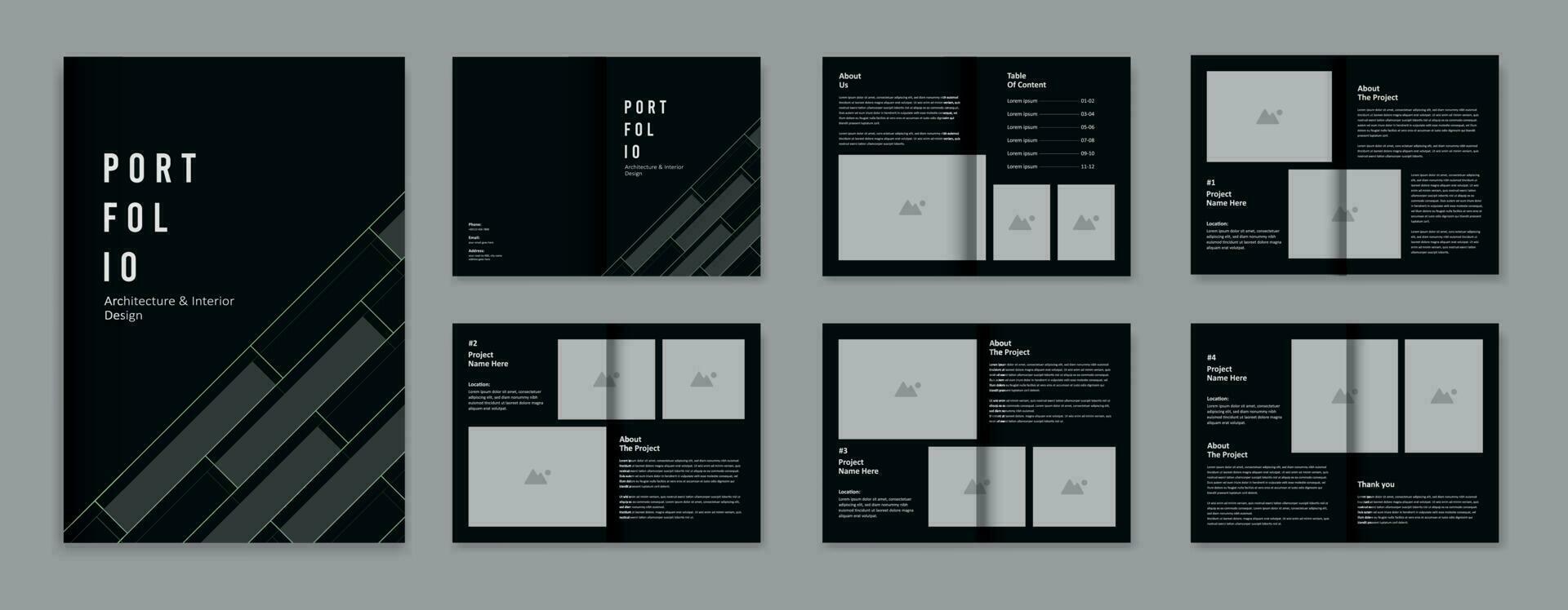 Architecture portfolio design template, architectural portfolio layout design, a4 size print ready brochure for architectural design. vector