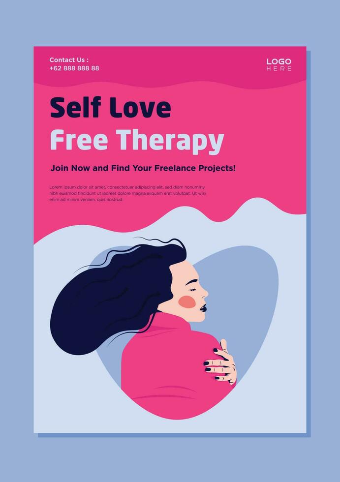 Self Love Therapy Poster Brochure Design Vector