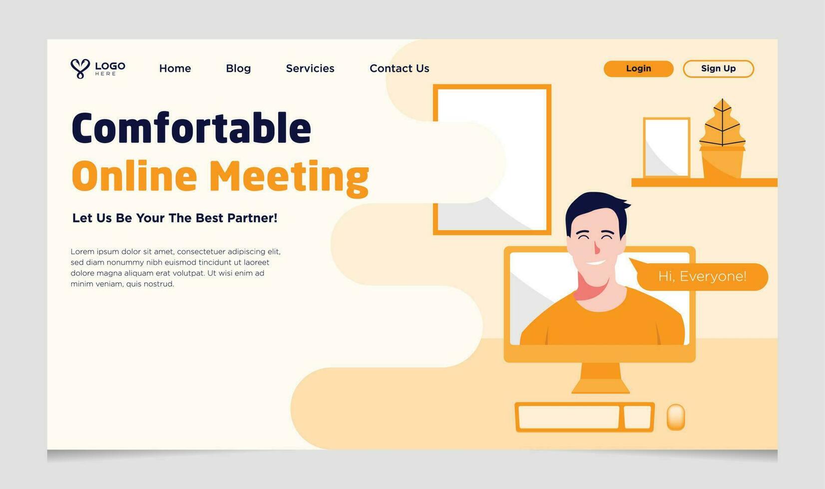 Online Meeting Provider Landing Page vector