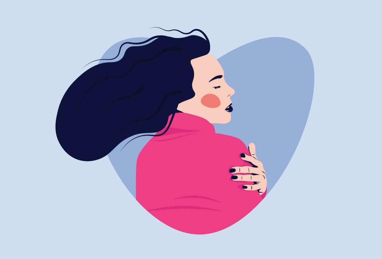 Self Love Woman Flat Character Design Vector