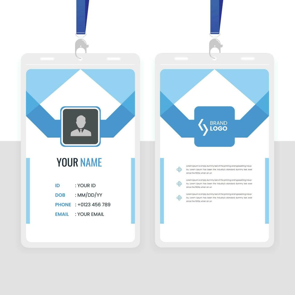 Modern Office Id Card Design Template with Blue and Black Color vector