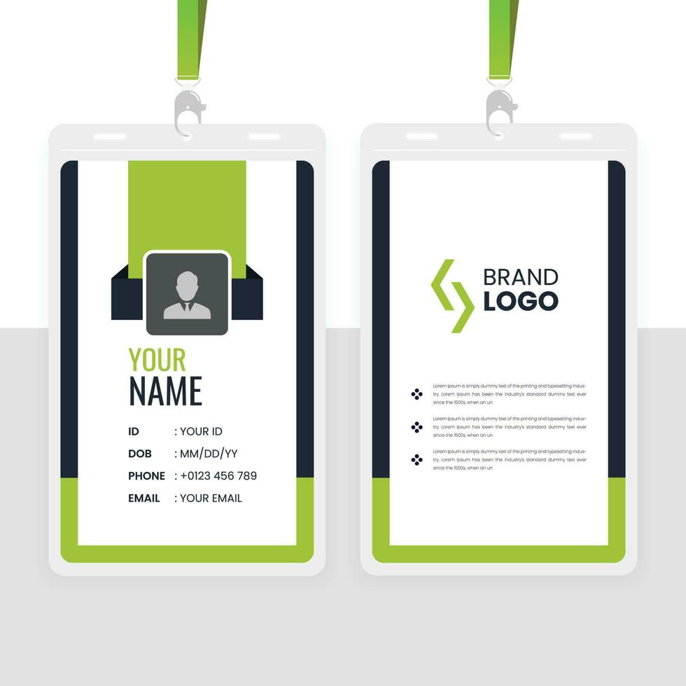 Modern Office Id Card Design Template with Green Color vector