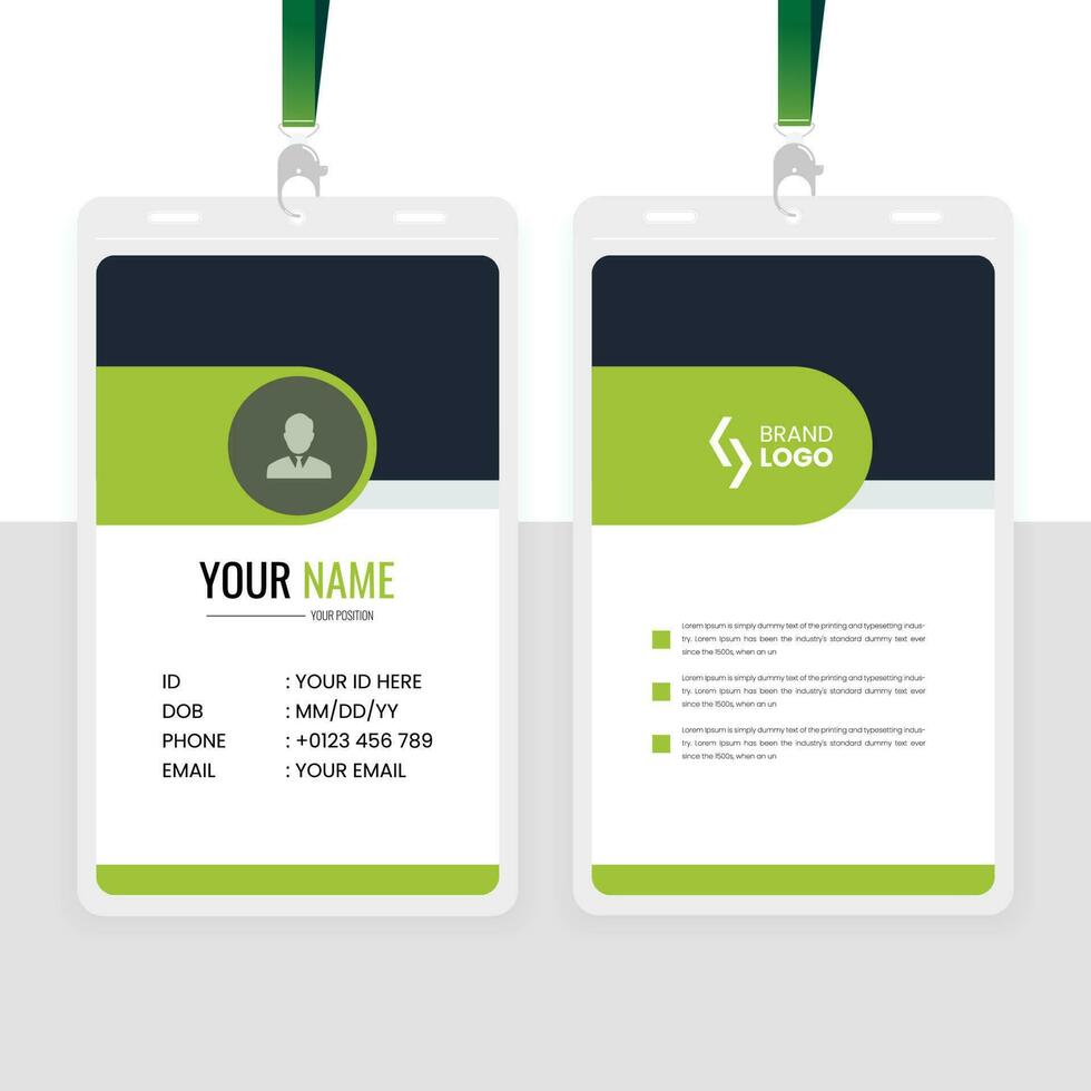 Modern Office Id Card Design Template with Green Color vector