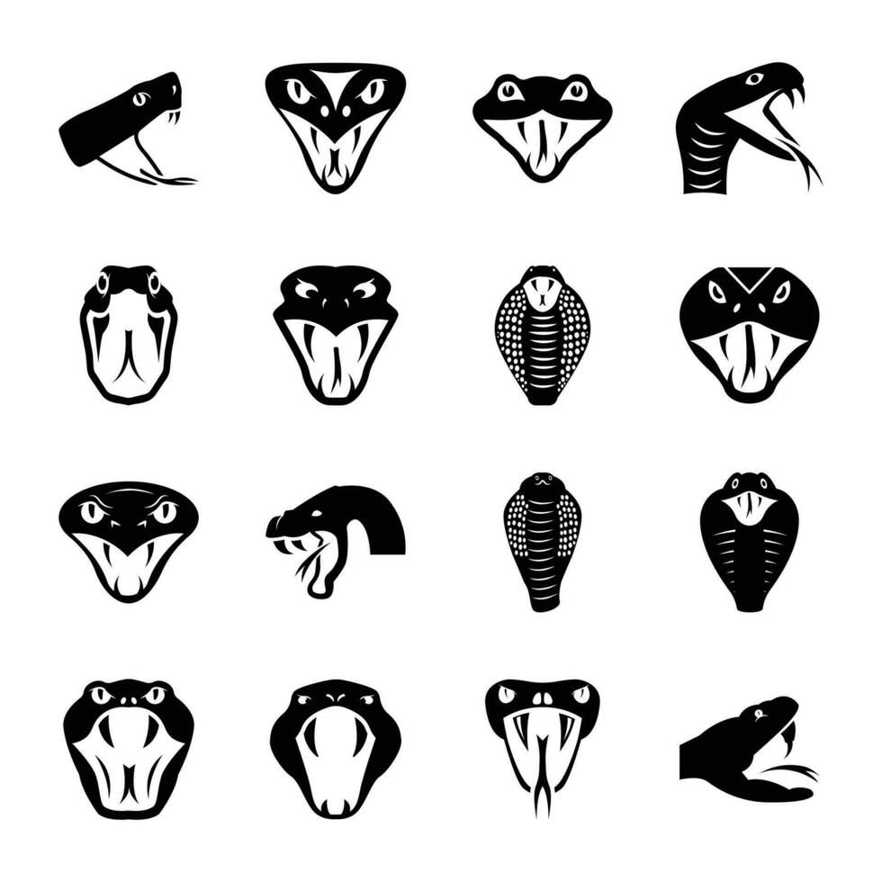 Snakehead Icons Set vector