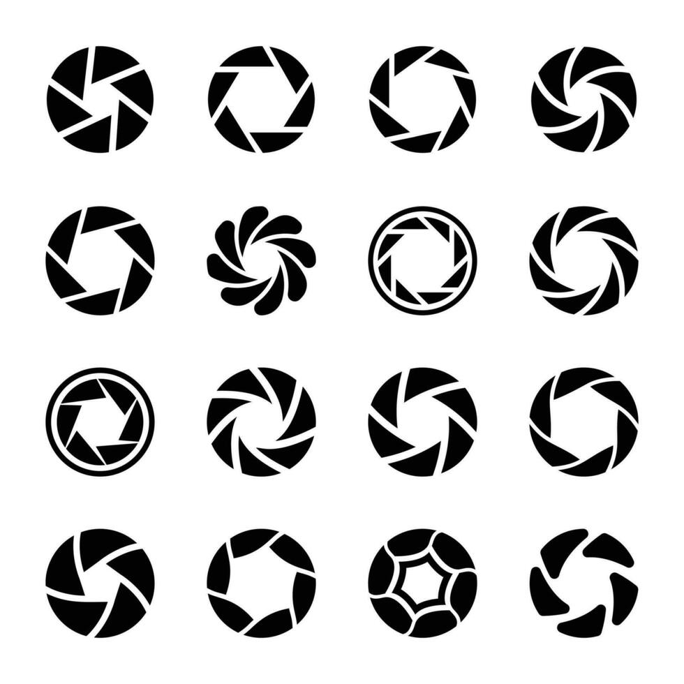 Window shutters solid icons vector