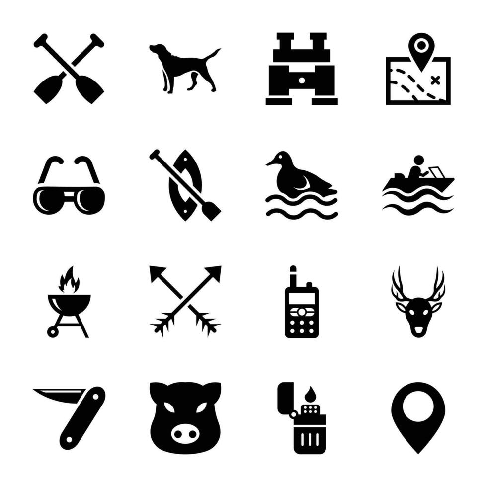 Hunting elements icons vector