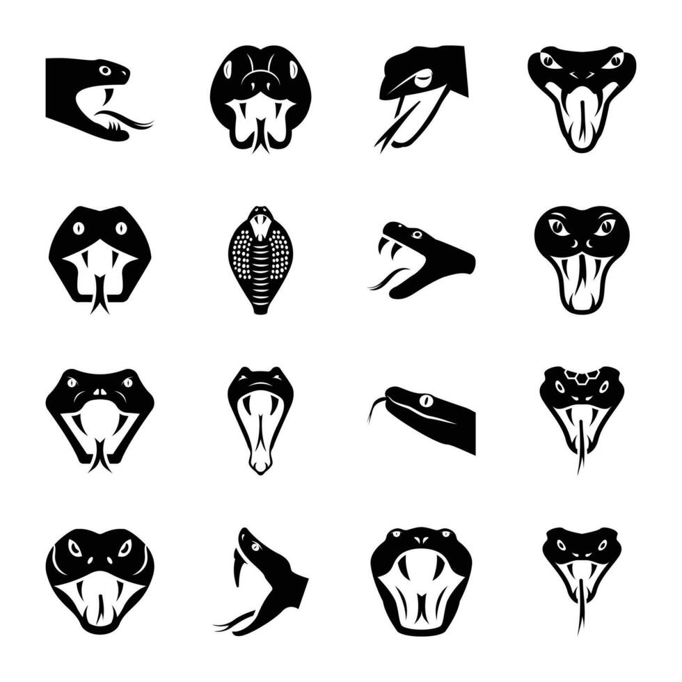 Snakehead Icons Set vector