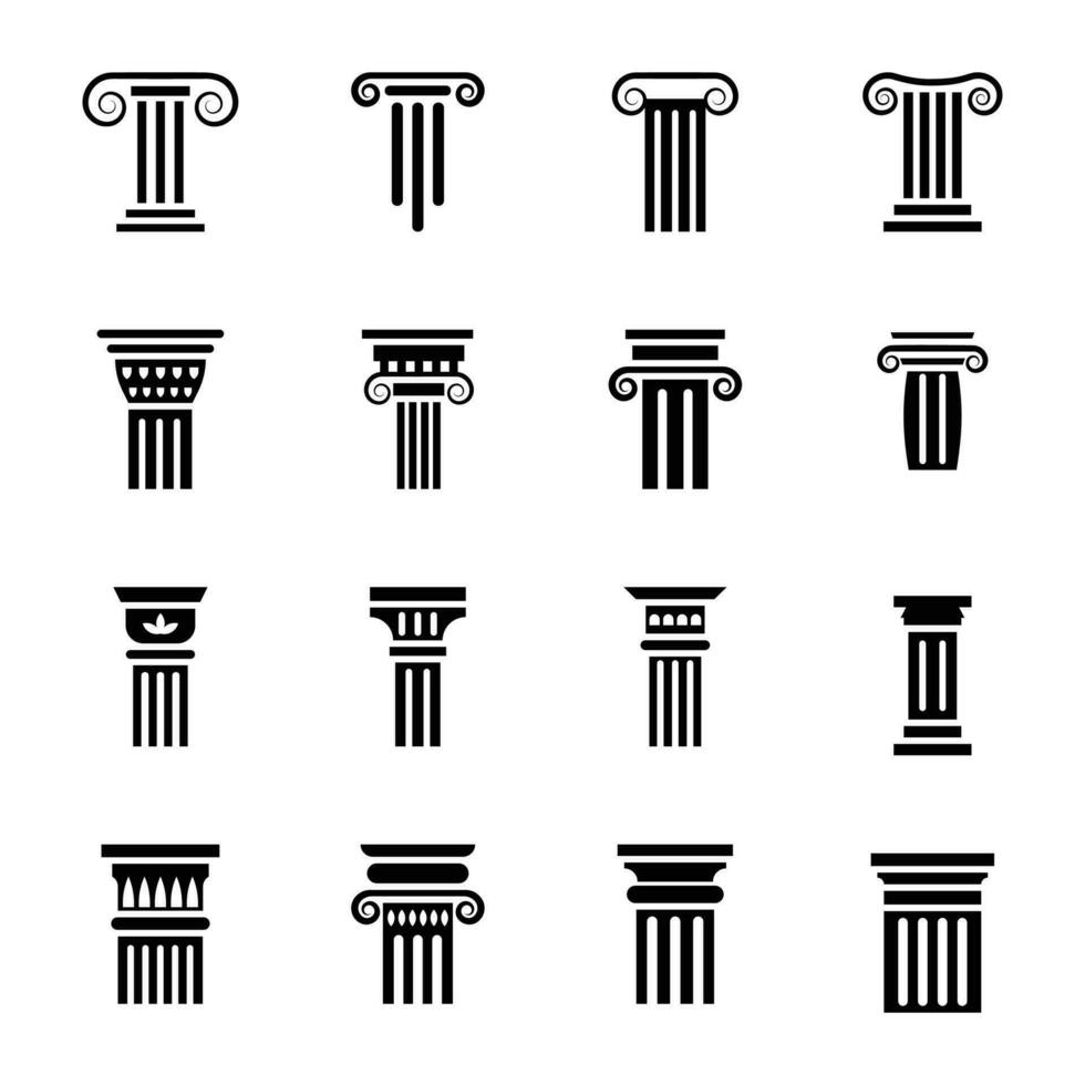 Pillar drawings icons vector