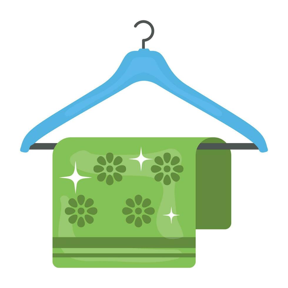 Fabric hanged over a hanger showcasing hanging towel icon vector