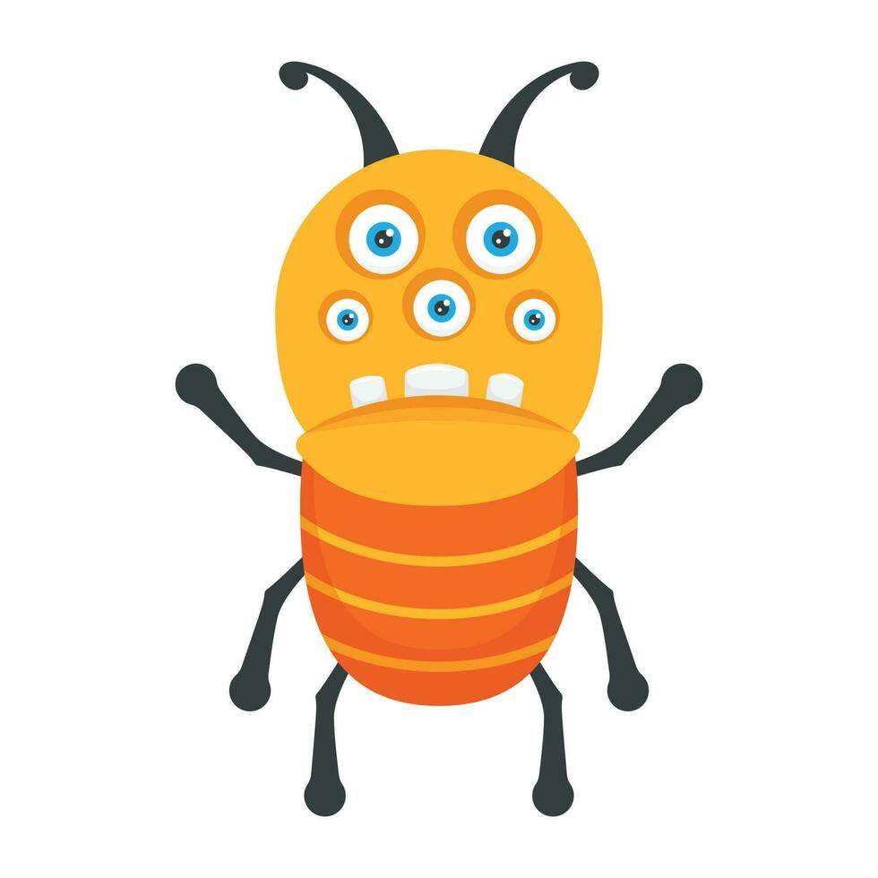 zombie monster and big screaming mouth, argus panoptes flat icon vector