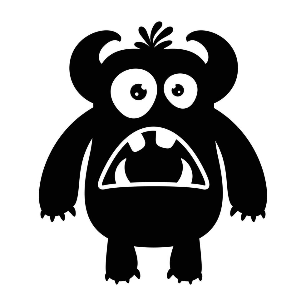 zombie monster and big screaming mouth, argus panoptes flat icon vector