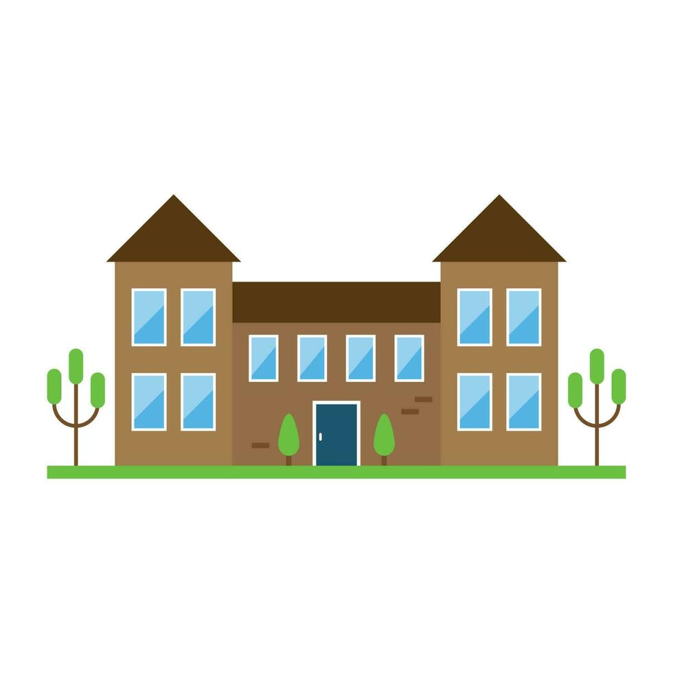 A house structure with grassy yard outside and fence depicting home yard vector