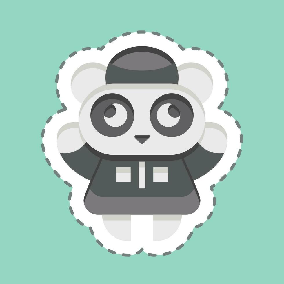 Sticker line cut Panda. related to Chinese New Year symbol. simple design editable vector