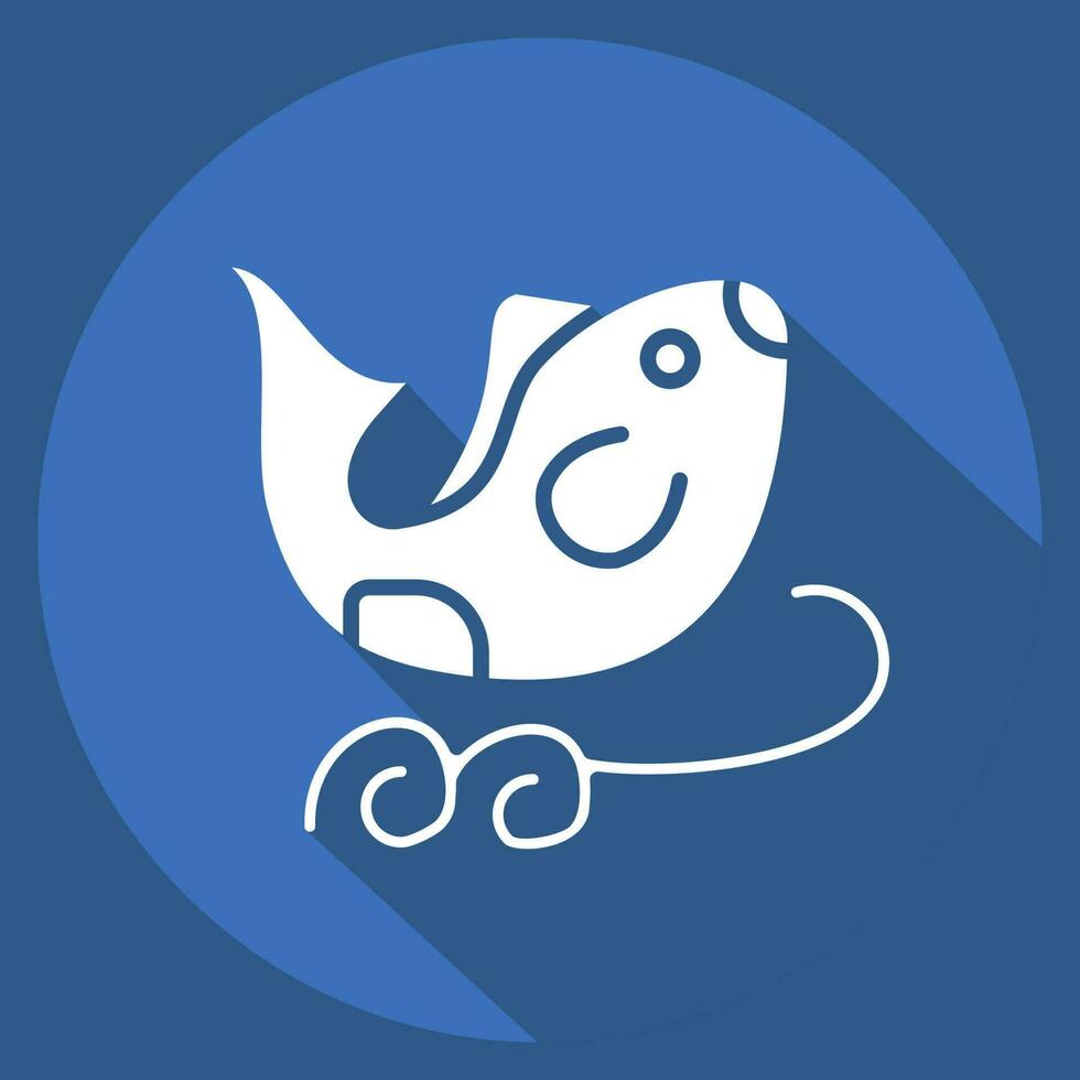 Icon Fishes. related to Chinese New Year symbol. long shadow style. simple design editable vector