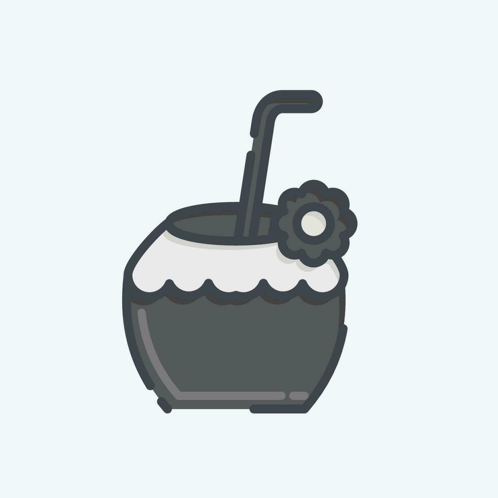 Icon Coconut. related to Hawaii symbol. doodle style. simple design editable. vector