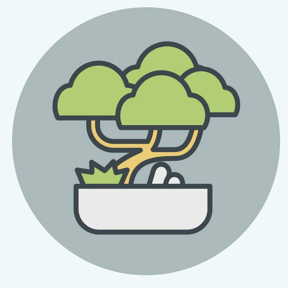 Icon Bonsai. related to Chinese New Year symbol. color mate style. simple design editable vector