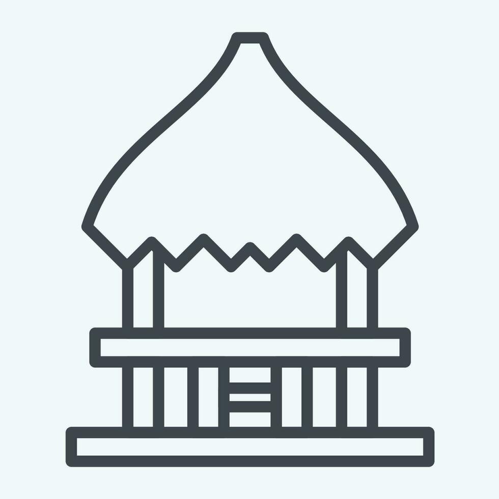 Icon Pavilion Cottage. related to Hawaii symbol. line style. simple design editable. vector