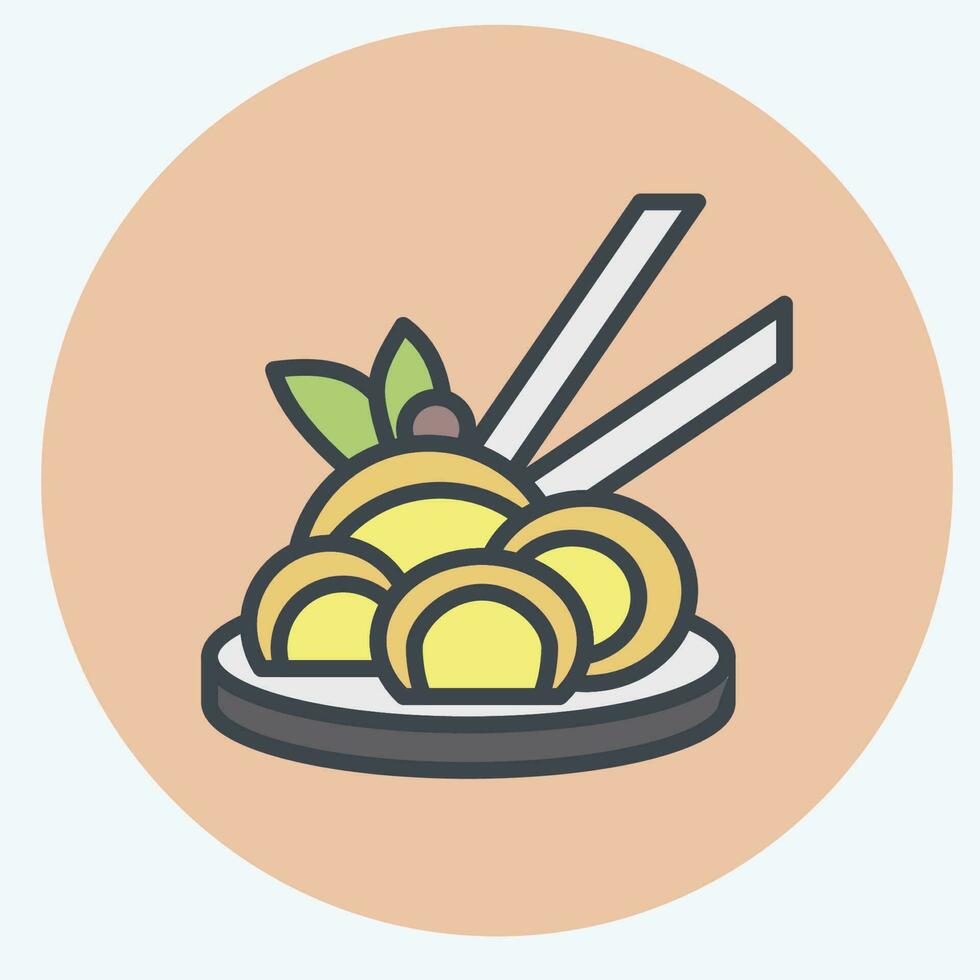 icono chino fideos. relacionado a chino nuevo año símbolo. color compañero estilo. sencillo diseño editable vector