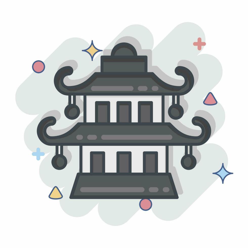 icono pagoda. relacionado a chino nuevo año símbolo. cómic estilo. sencillo diseño editable vector